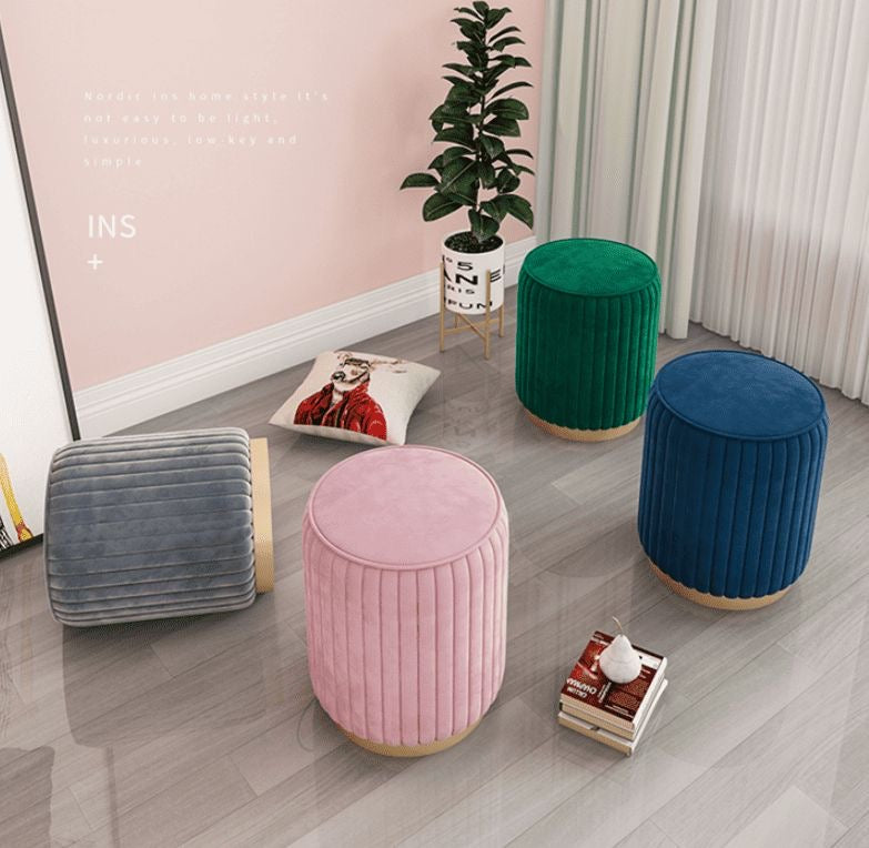 Nordic Velvet Fabric Ottoman Pouffee