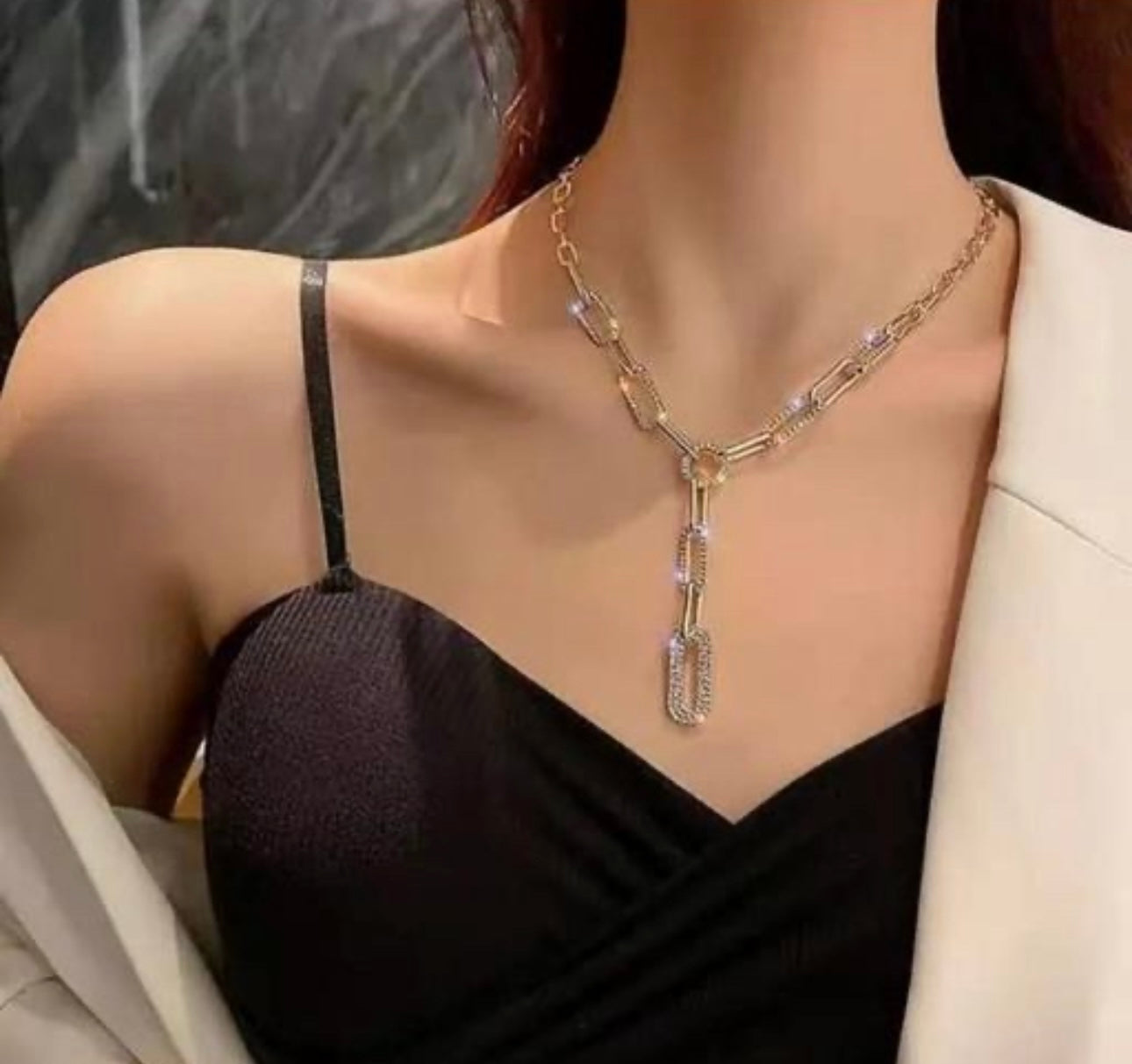 Elegant Studded Linked Chain Necklace