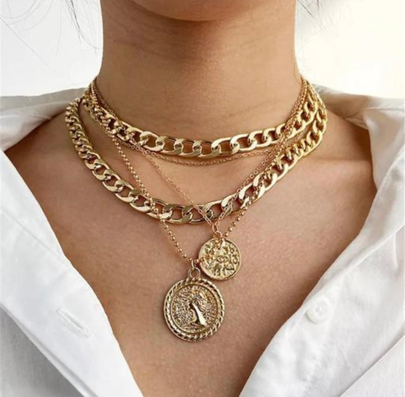 Multi-Layered Chunky Gold Cuban Necklace