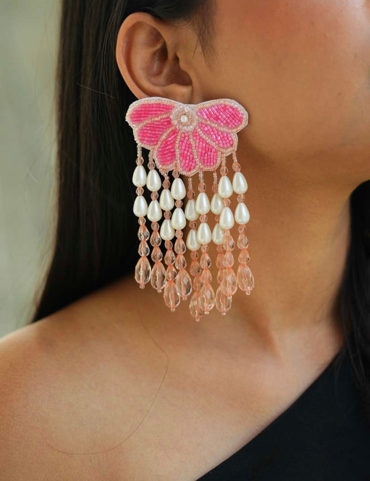 Bright Pink Raspberry Dangler Earrings