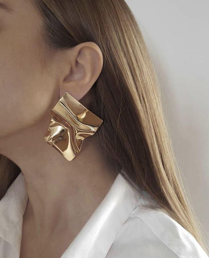 Structured Abstract Gold Tempered Earrings