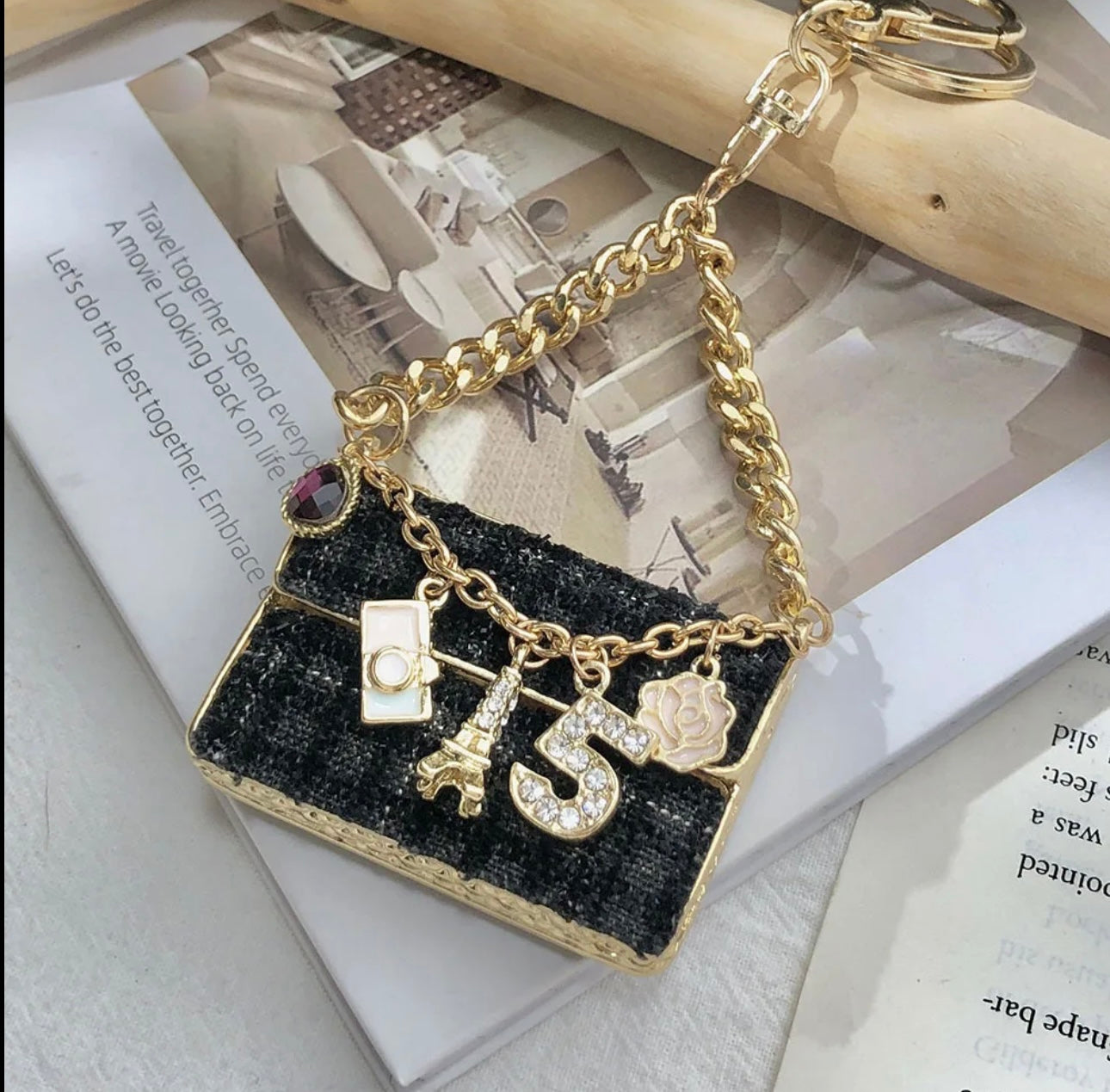 Handbag Shape Metal Rhinestones Keychain