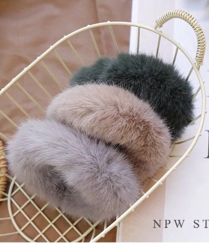 Premium Faux Fur Scrunchies - Set of 3 (Assorted Colors)