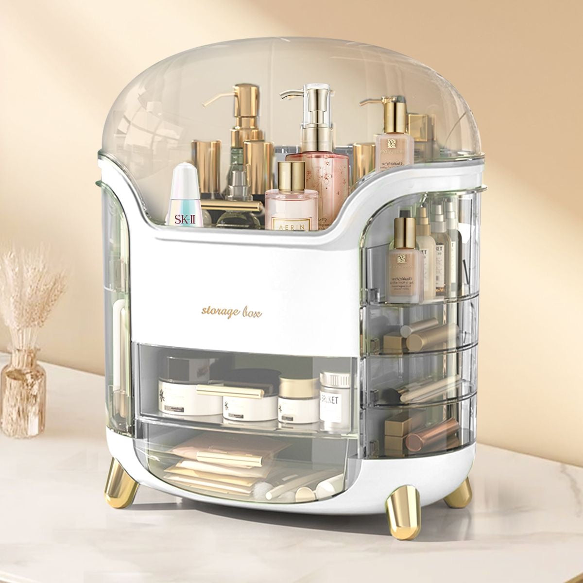 Large Capacity Dustproof Makeup Cosmetic Storage Vanity Box Organiser