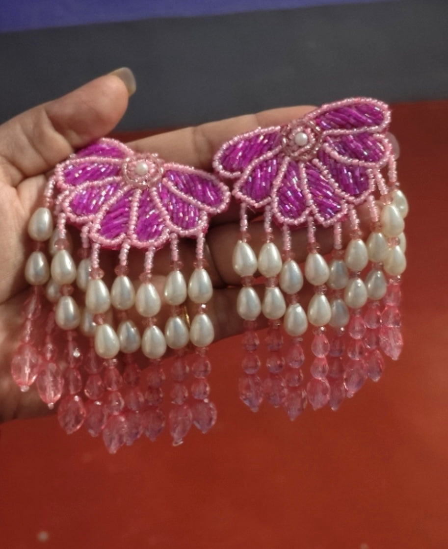 Bright Pink Raspberry Dangler Earrings