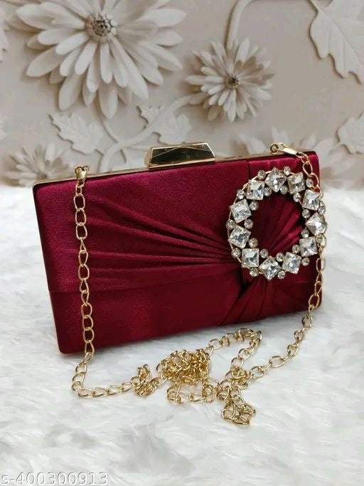 Elegant Satin Box Party Clutch Bag with Handle