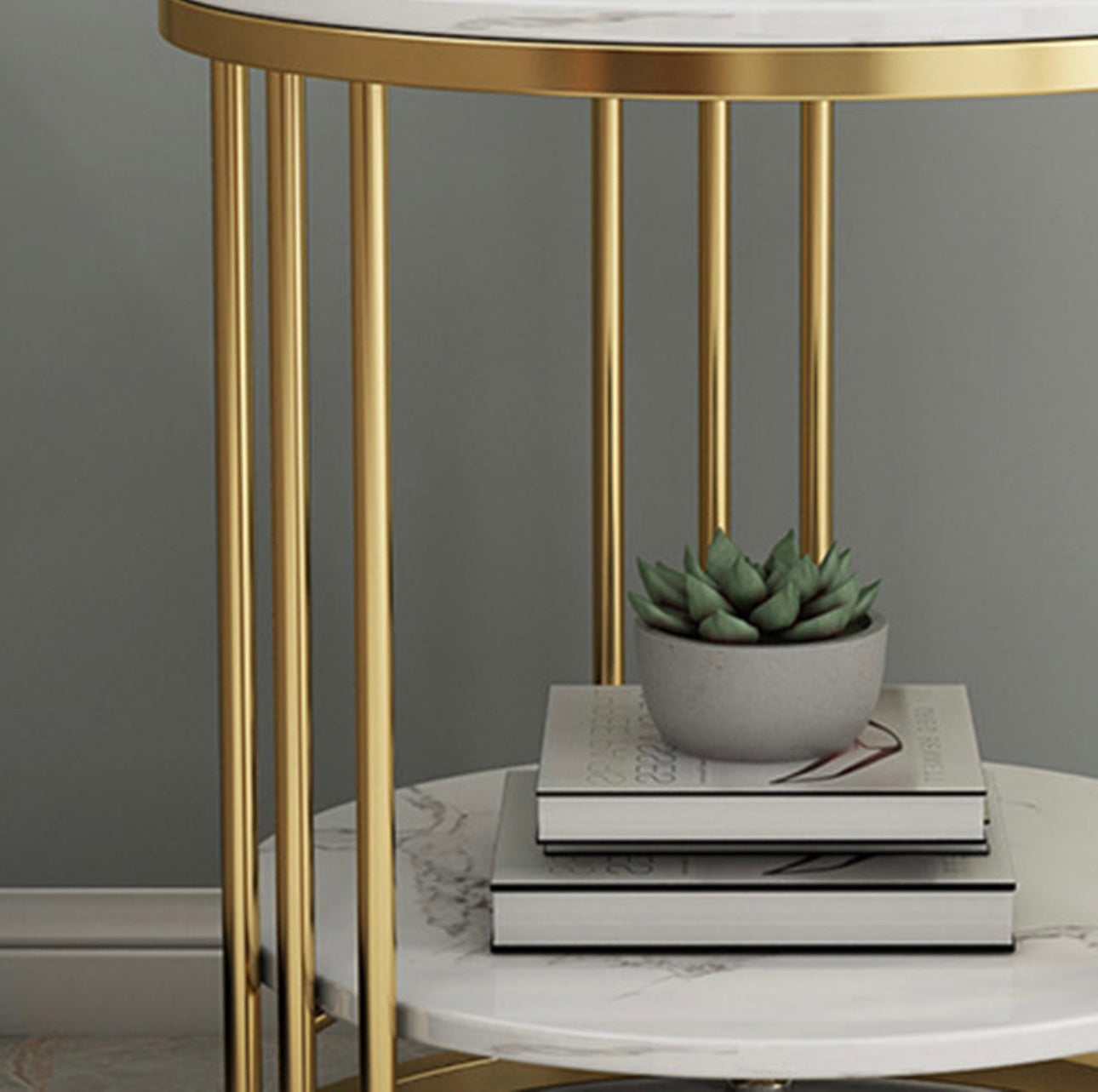 Nordic 2-Tier Faux Marble Side Table
