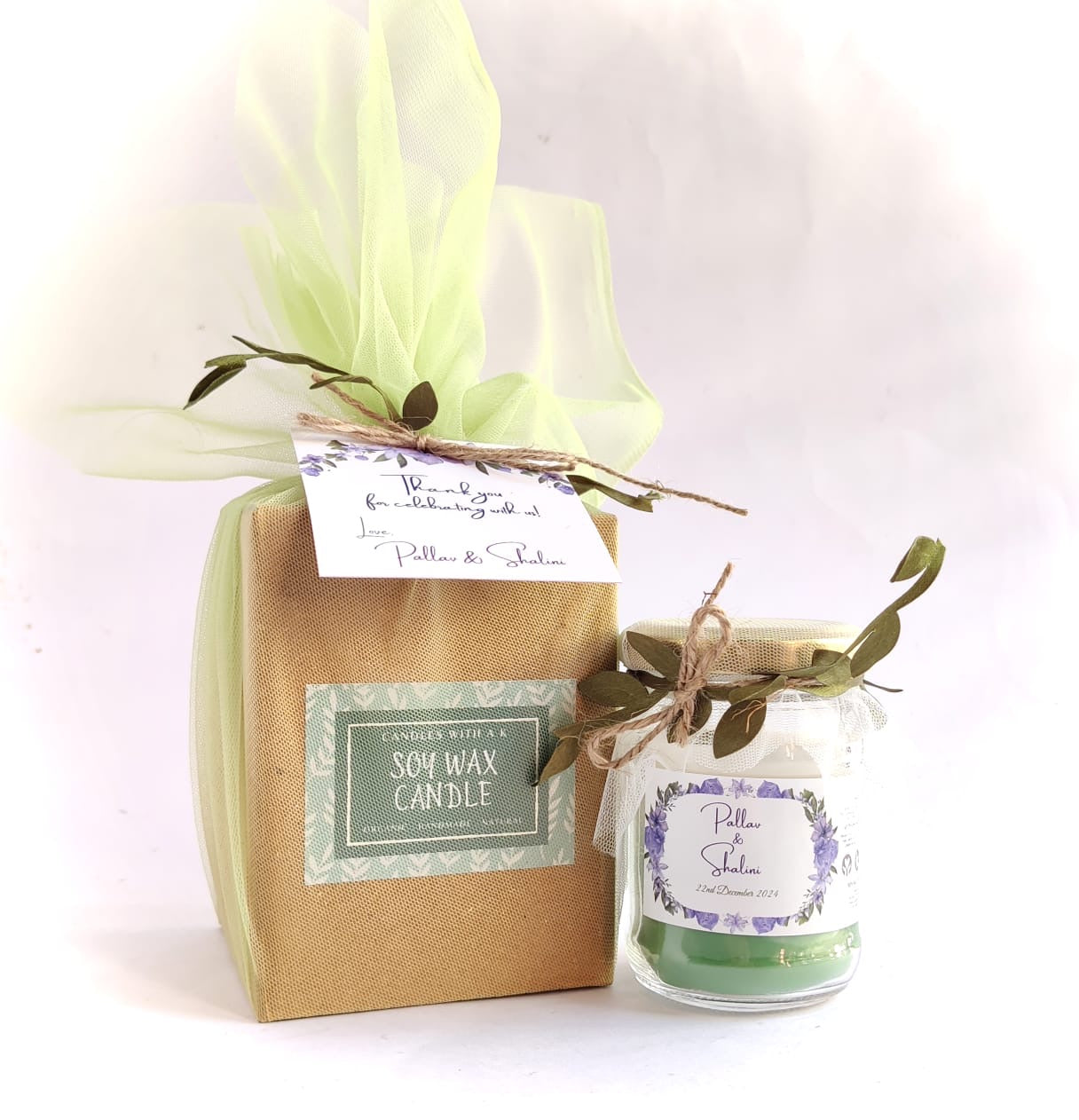 Votive Jar Candles for Return Gifts/Favours with Packaging & Personalised Tags
