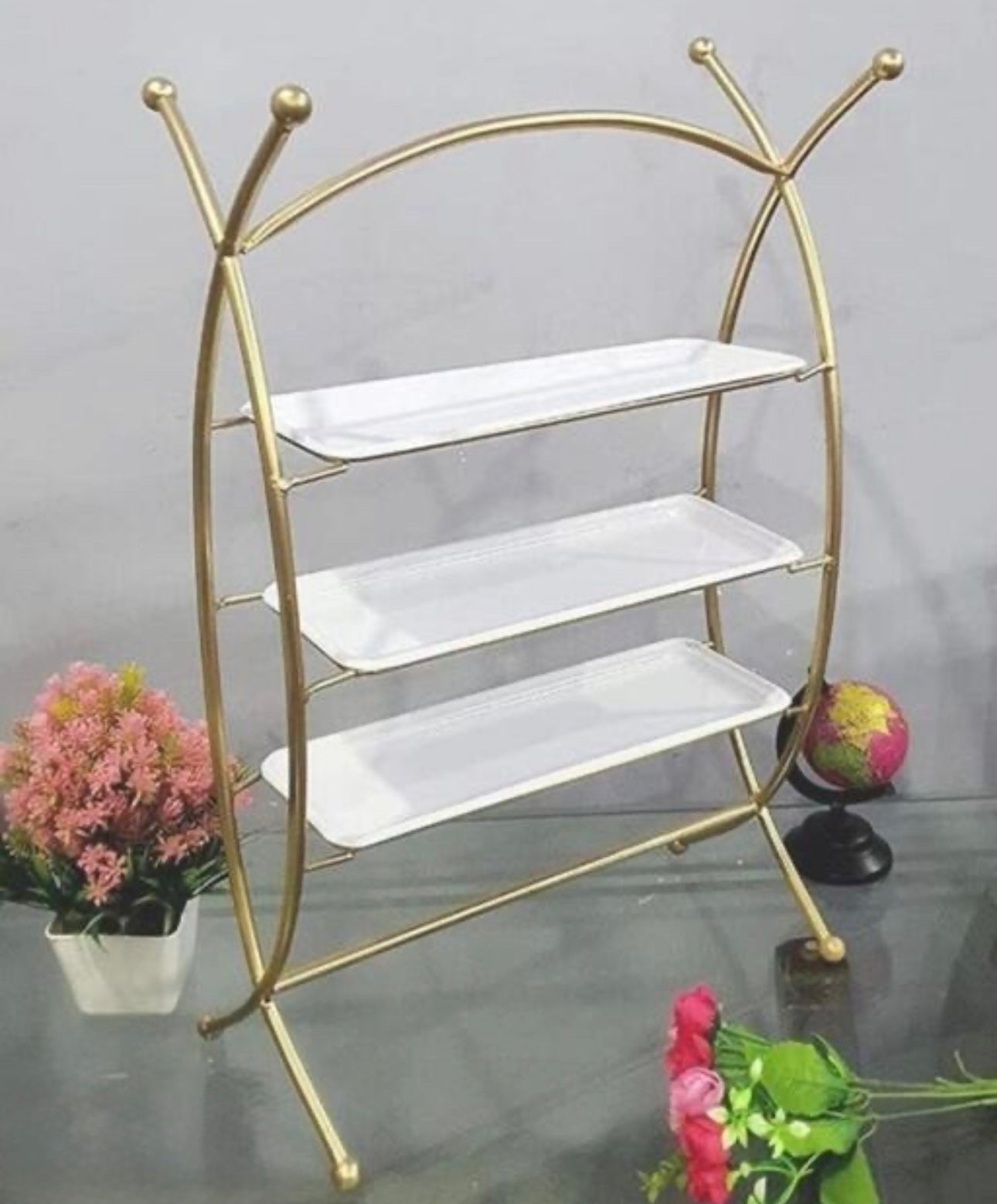 Multipurpose Gold Metal 3-Tier Stand