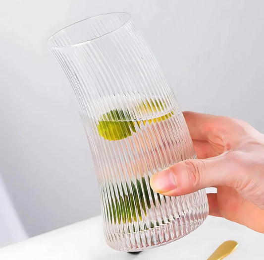 Stylish Curvy Striped Glasses - Set of 6