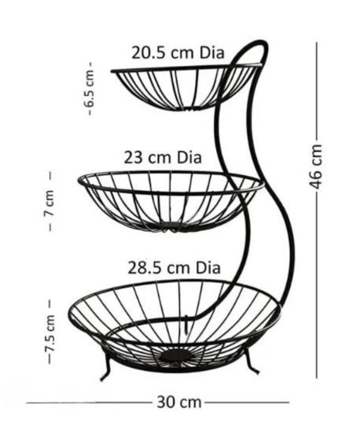 Multipurpose Black 3-Tier Fruit Stand