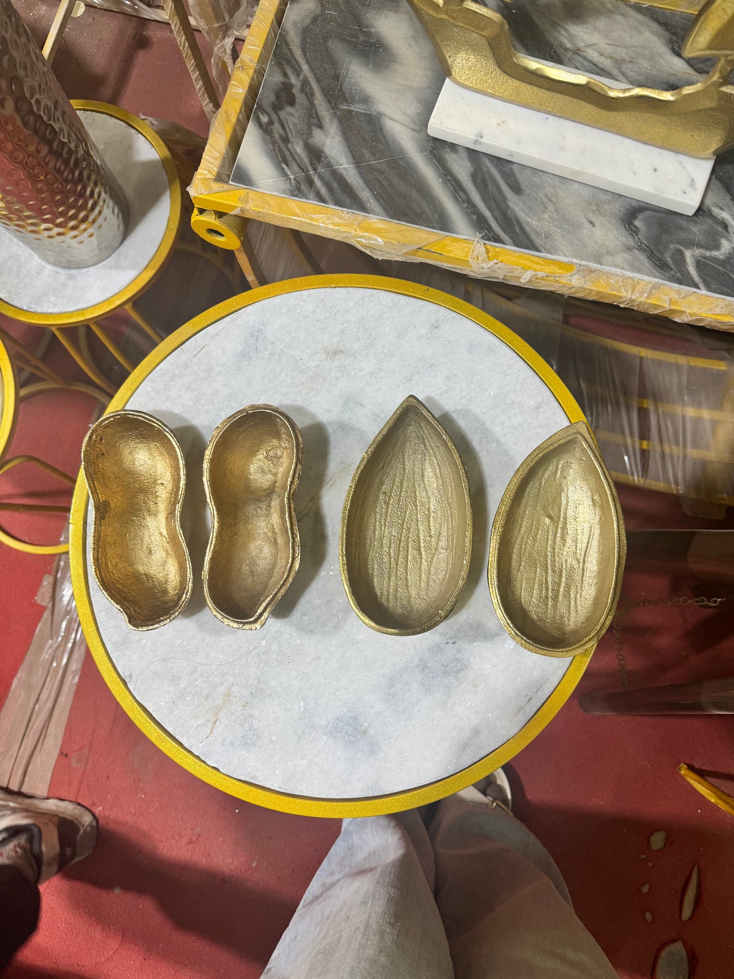 Luxe Gold Decorative Multipurpose Almond Shape Trinket Tray