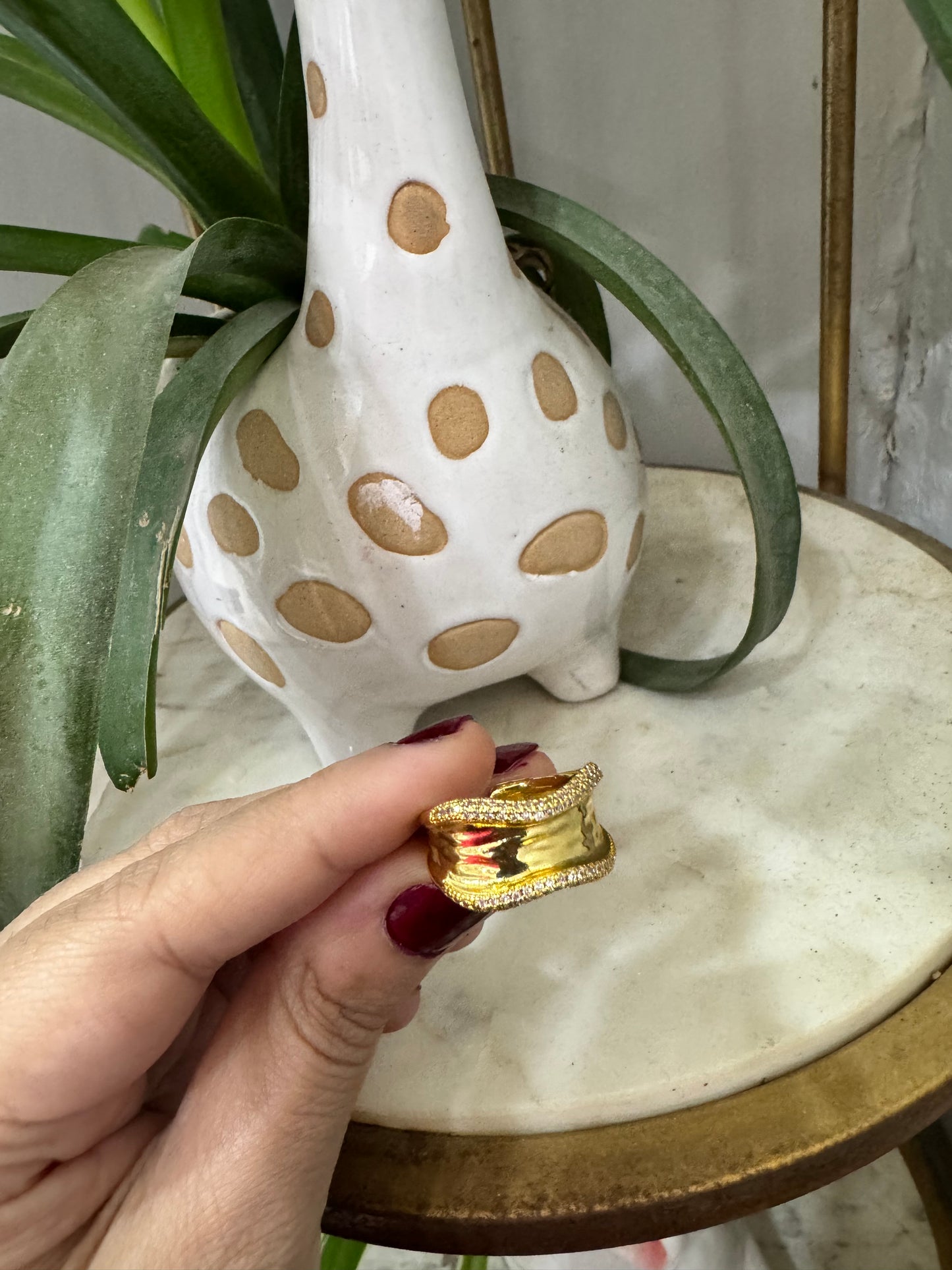 Chic Gold Plated Chunky Irregular Adjustable Ring