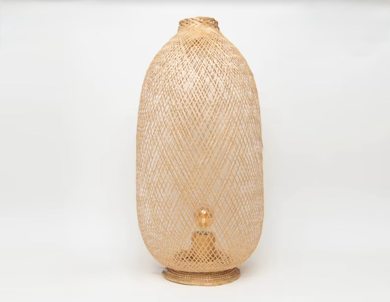 Natural Standing Woven Bamboo Rattan Large Floor Lamps - Set of 3