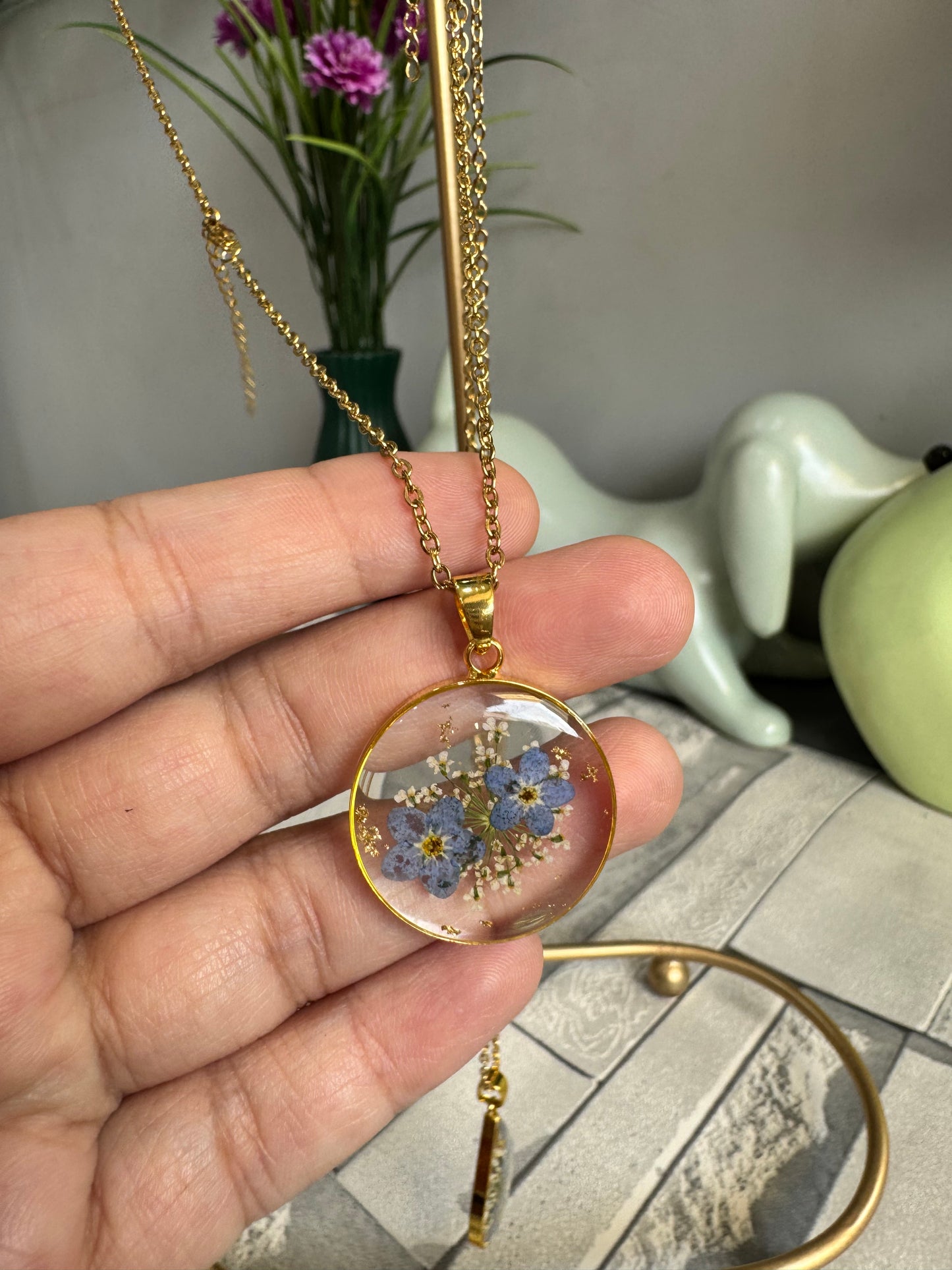 Pendants with Real Pressed Flowers