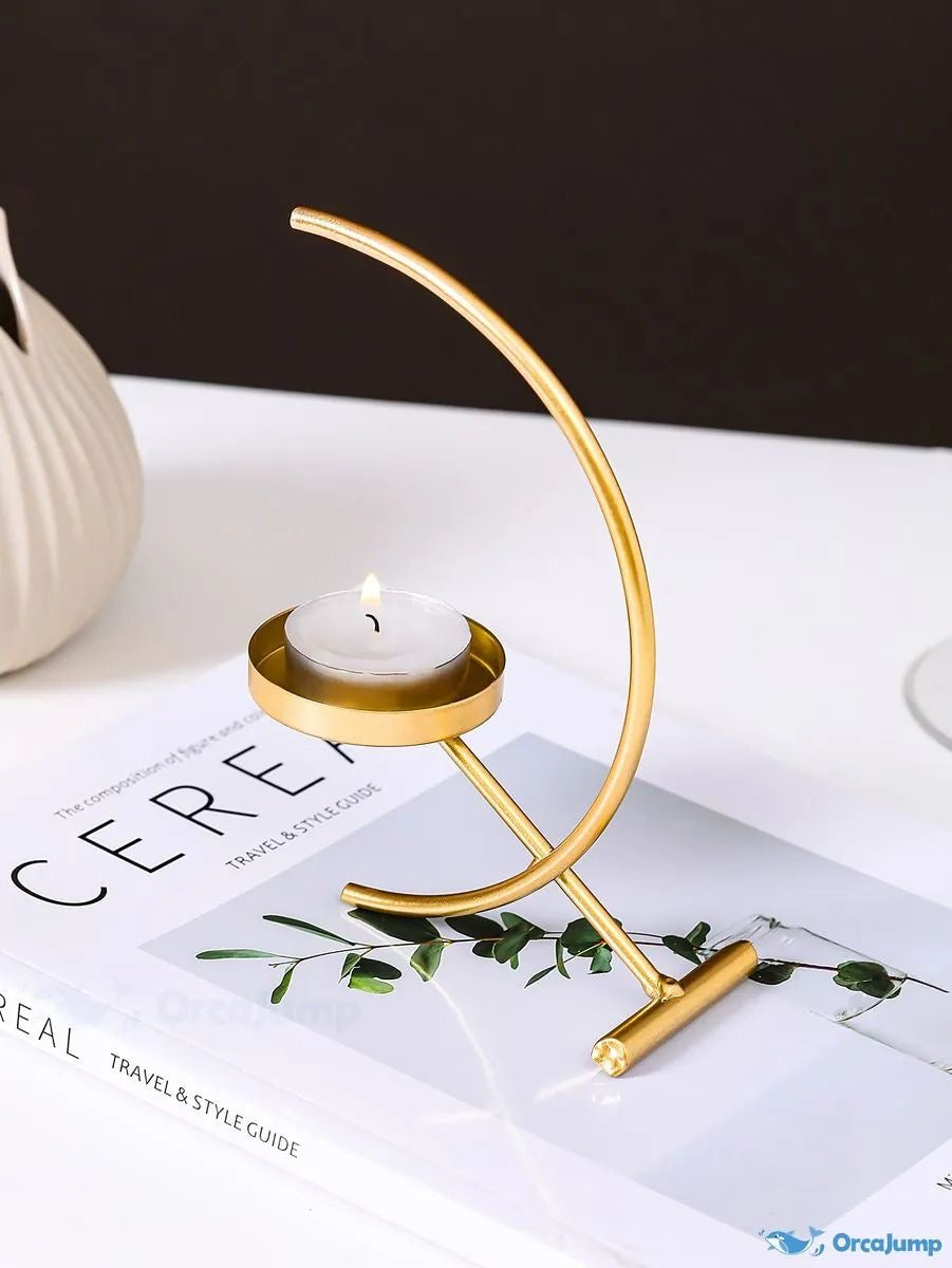Aesthetic Simple Gold & Black Candle Holders - Set of 2
