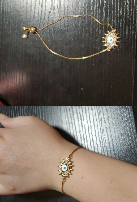 Exclusive Marble Evil Eye Bracelet/Rakhi Anti-tarnish Gold Plater