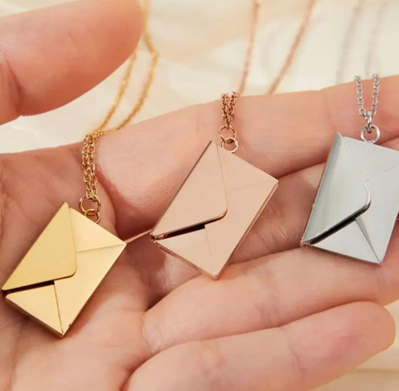 Personalised Envelope Necklace with Customisable Card Inside