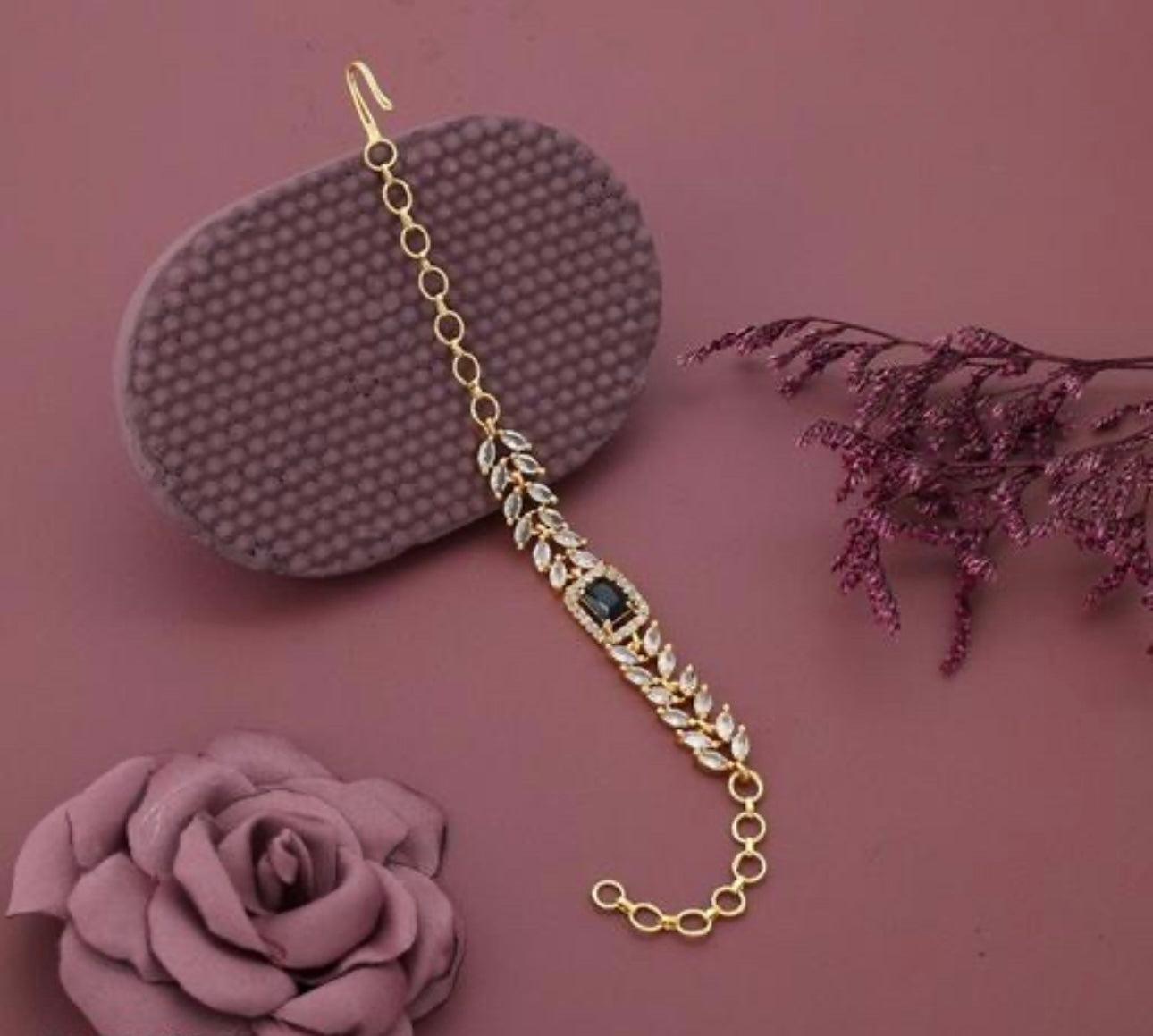 Gold Plated Green Stone Zircon Bracelet