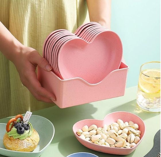 Heart Shape Deep Pasta/Snack/Dinner/Salad/Dessert Bowls with Stand - Set of 10