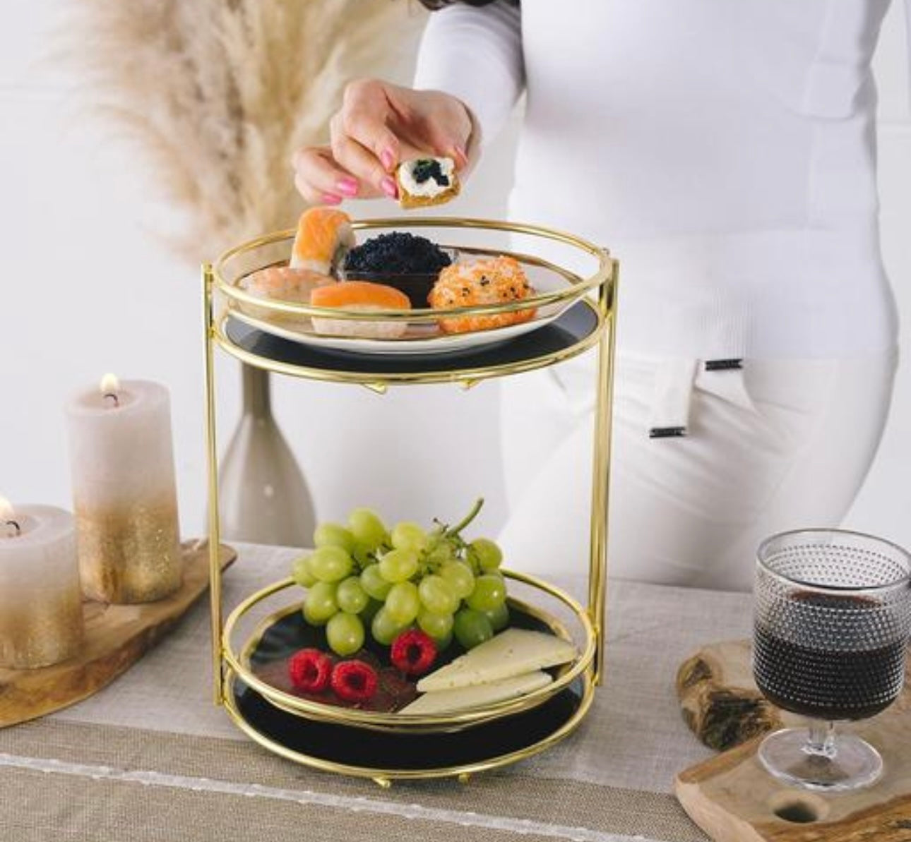 Double Decker Multipurpose Marble Stand