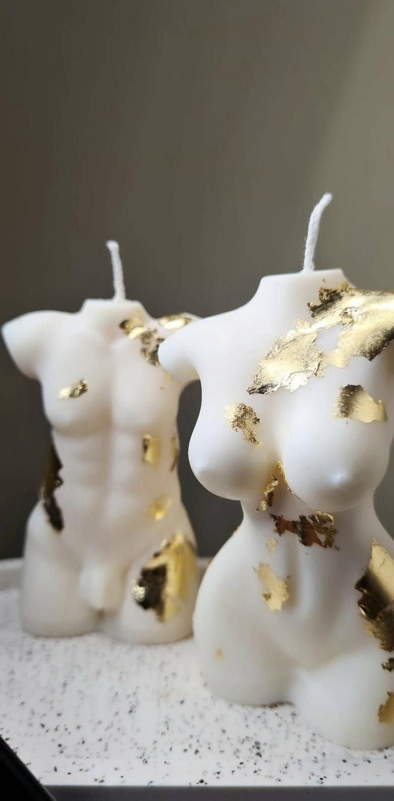 Gold Embellished Man & Woman Candles - Set of 2