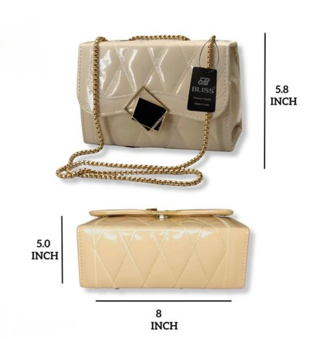 Faux Leather Chain Strap Crossbody Bag