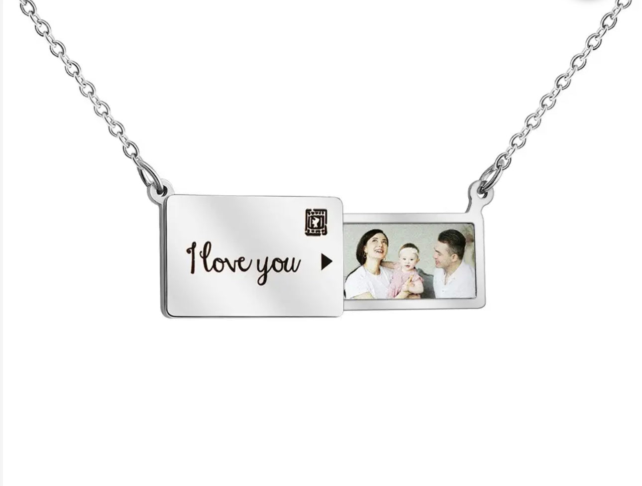 18K Gold Plated Pull-Out Photo Frame Pendant