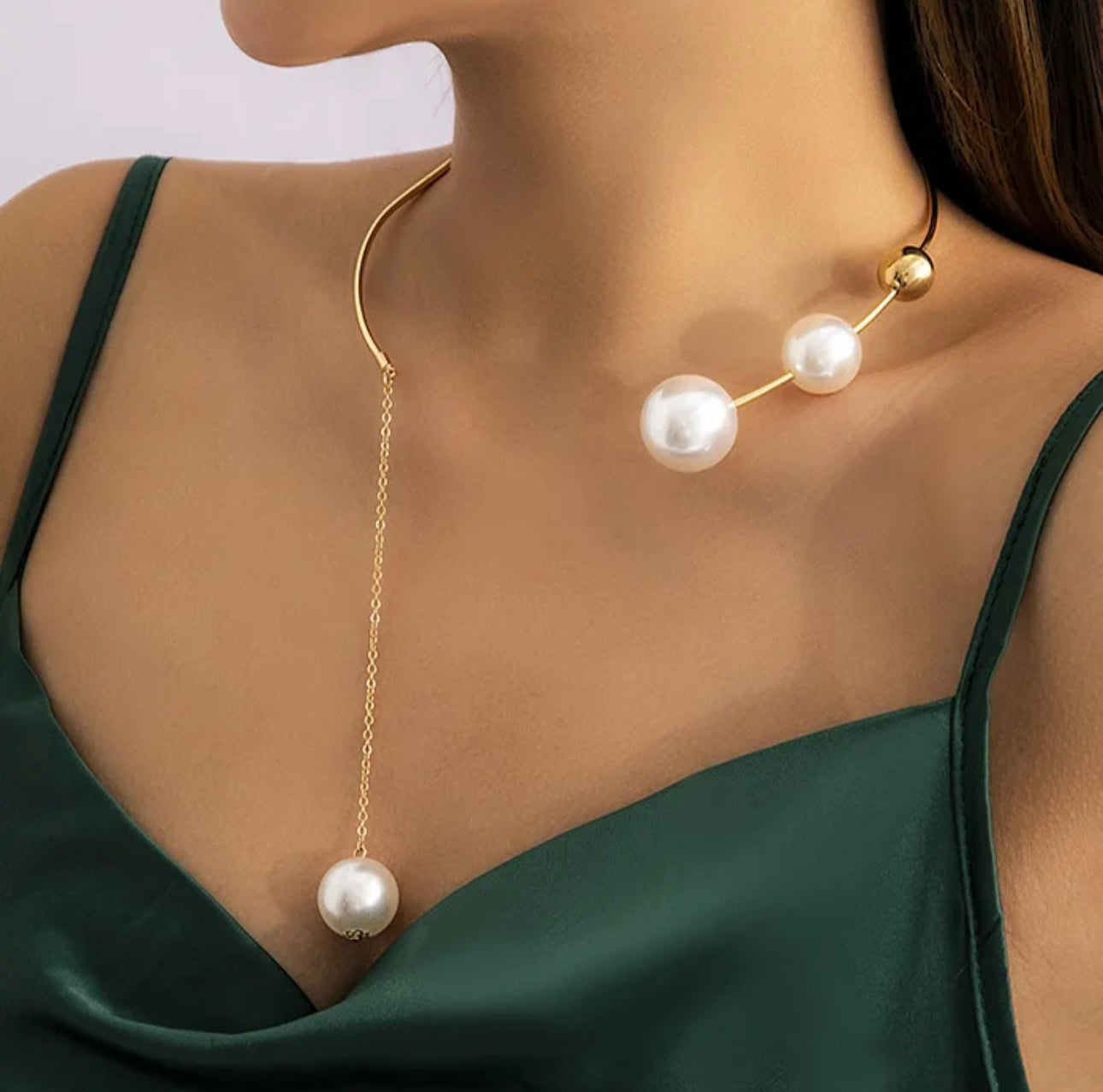 Minimalist Pearl Open Bead Collarbone Necklace