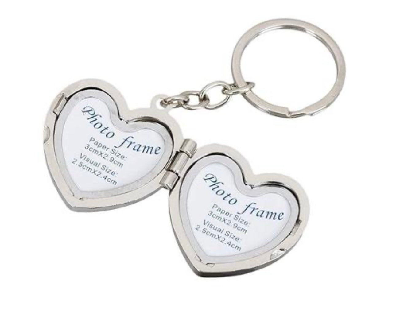 Heart Shape Couple Photo Frame Metal Keychain