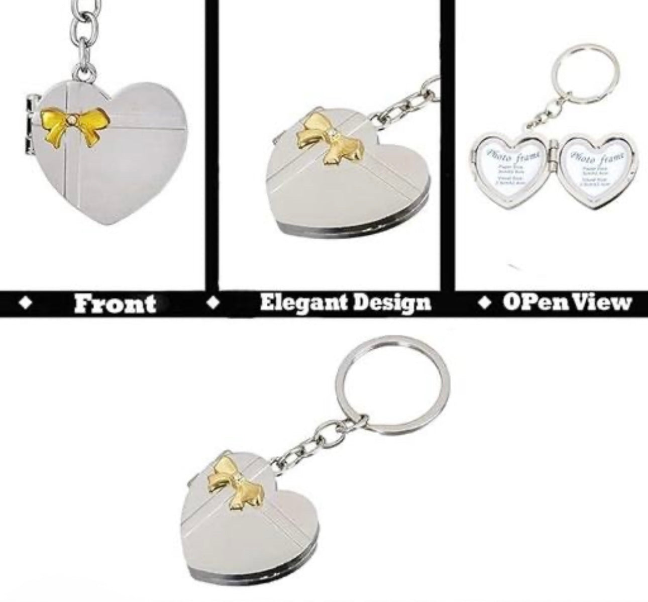 Heart Shape Couple Photo Frame Metal Keychain