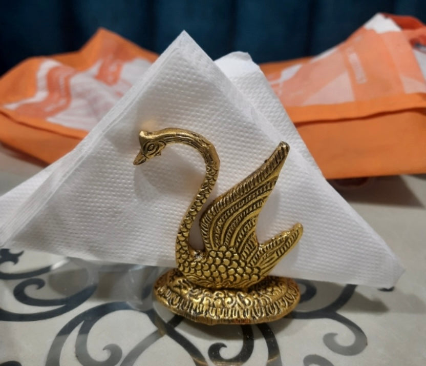 Gold Swan Shaped Oxidised Antique Tissue Holder
