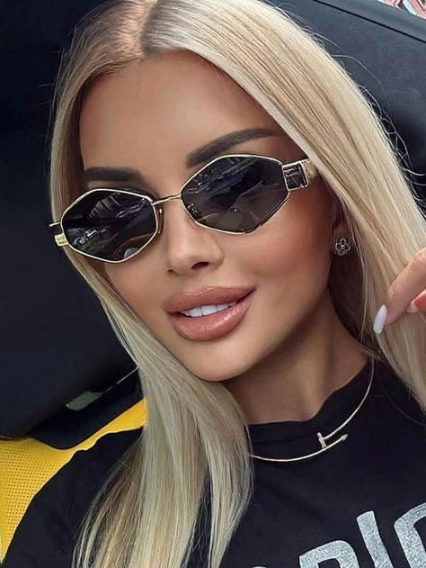 Luxury Vintage Rhombus Sunglasses Black & Gold