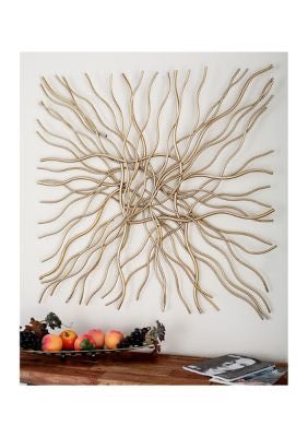 Abstract Gold Wire Metal Wall Art