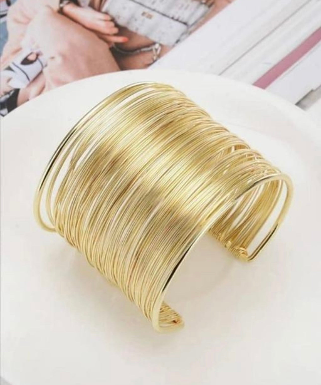 Multi-Layer Gold Wrist Cuff Adjustable Bracelet