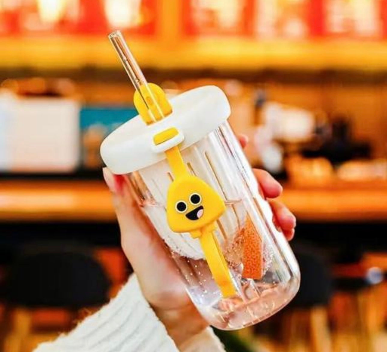 Cute Kawaii Boba Glass Tumbler with Straw & Lid