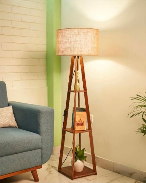 Decorative Wooden Tripod Floor Lamp