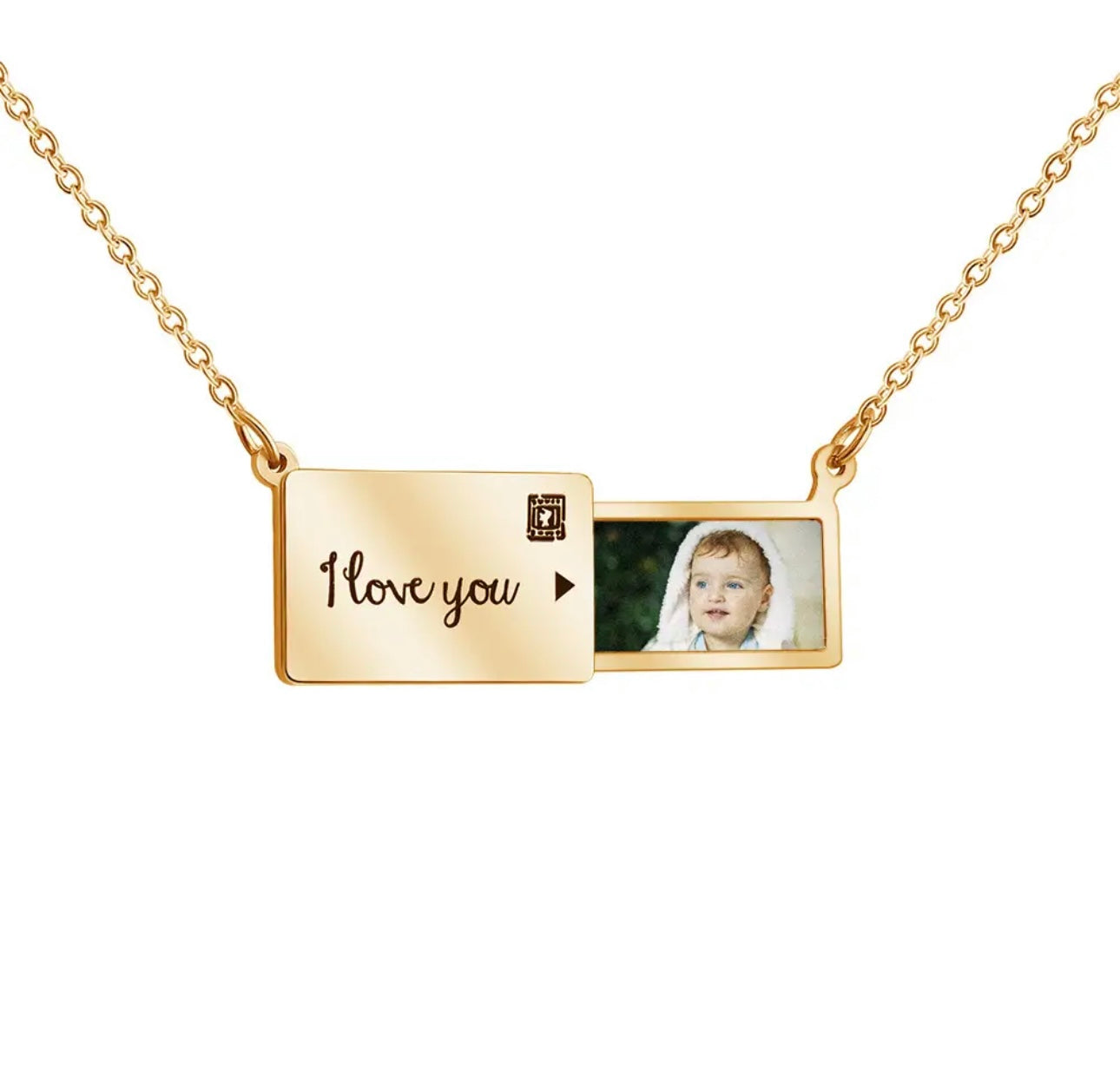 18K Gold Plated Pull-Out Photo Frame Pendant