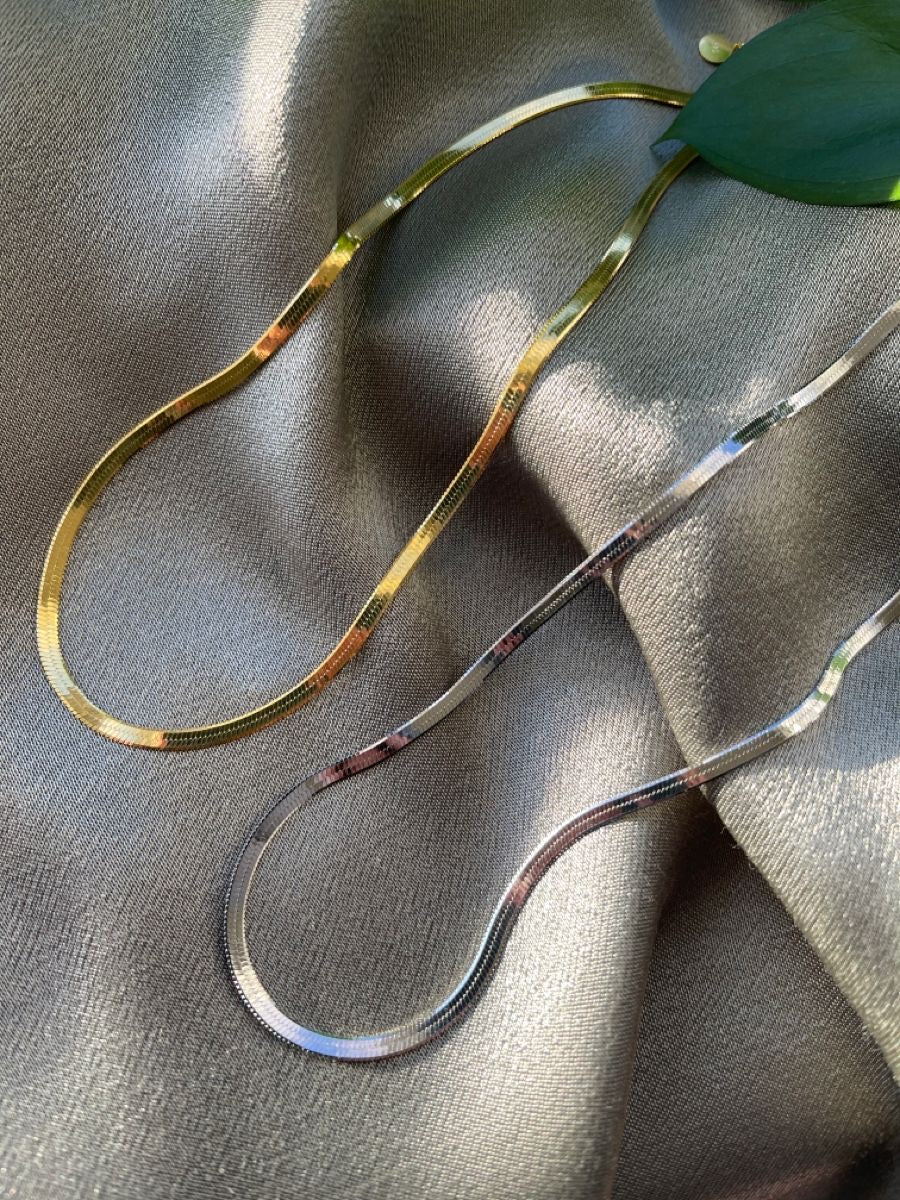 Minimalist Snake Skin Pattern Chain Gold & Silver - Set of 2