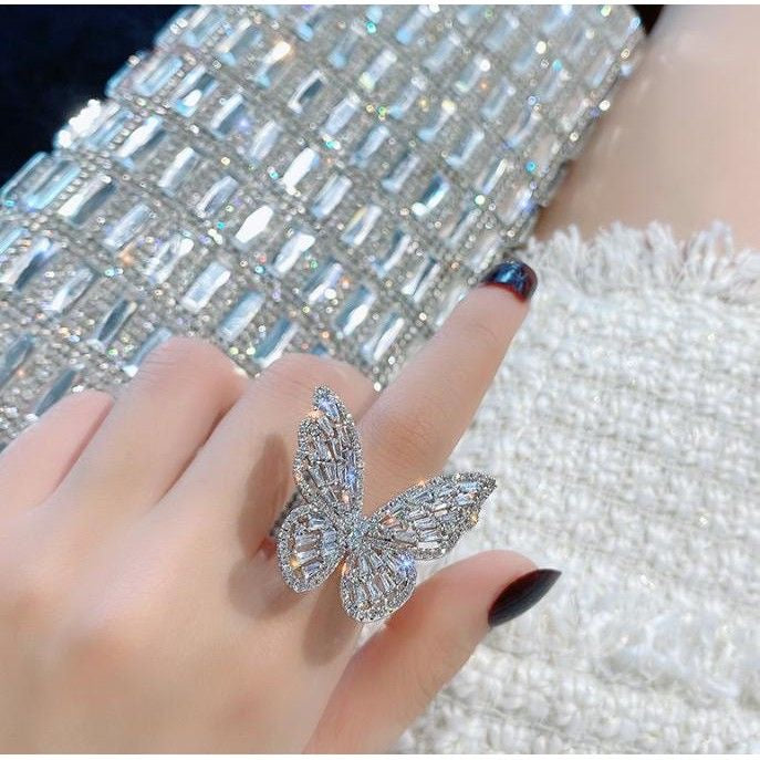 Sparkly Butterfly Statement AD Ring