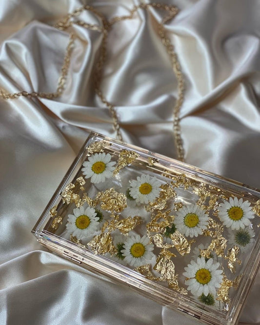 Transparent Clutch/Sling Bag with Real Pressed Flowers