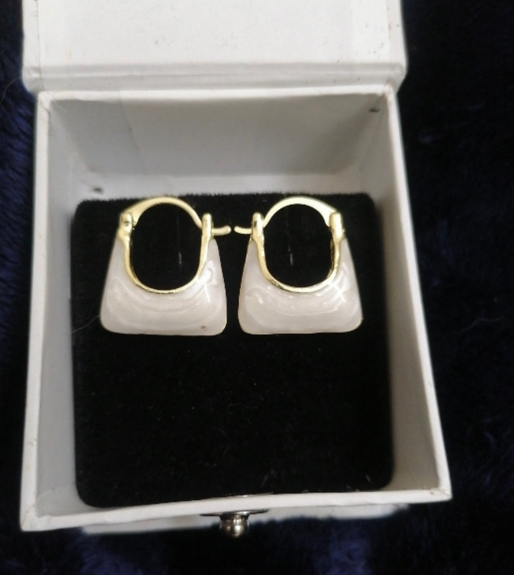 Elegant Small Handbag Shape Gold Plated Earrings