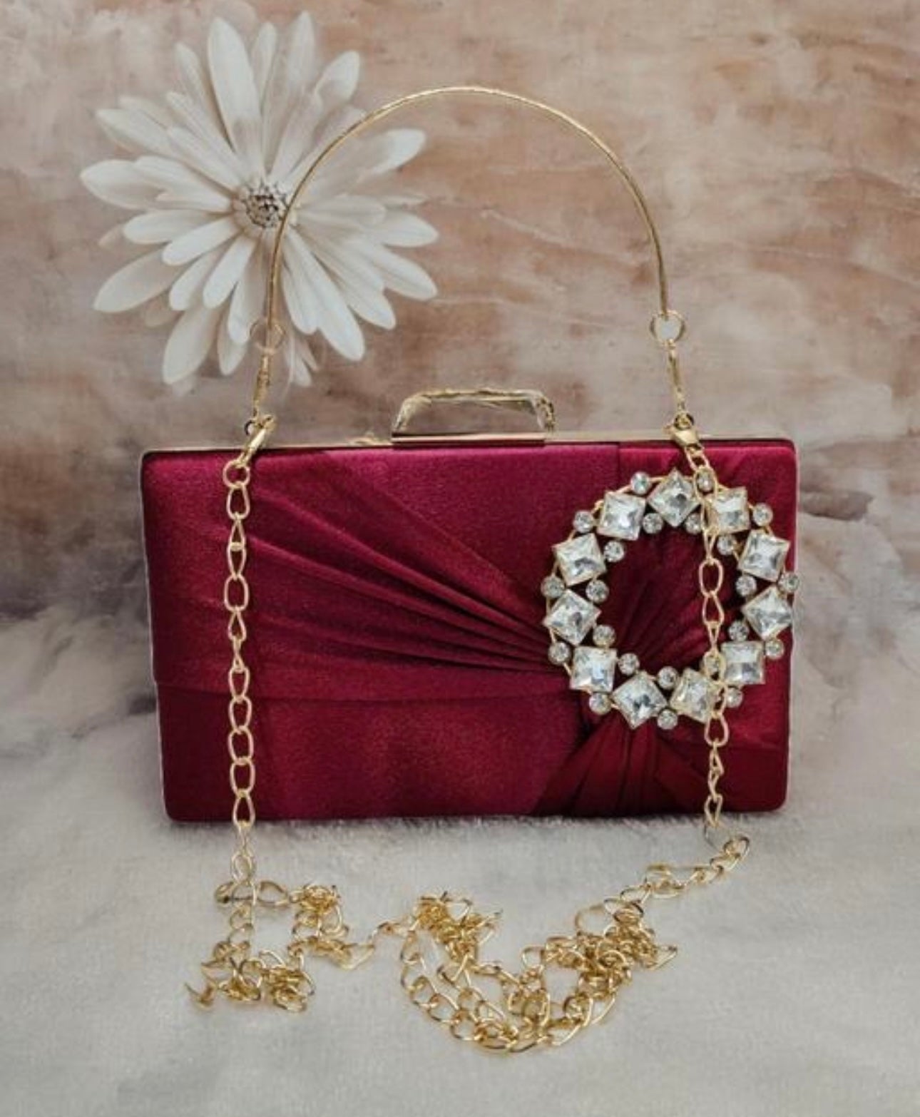 Elegant Satin Box Party Clutch Bag with Handle