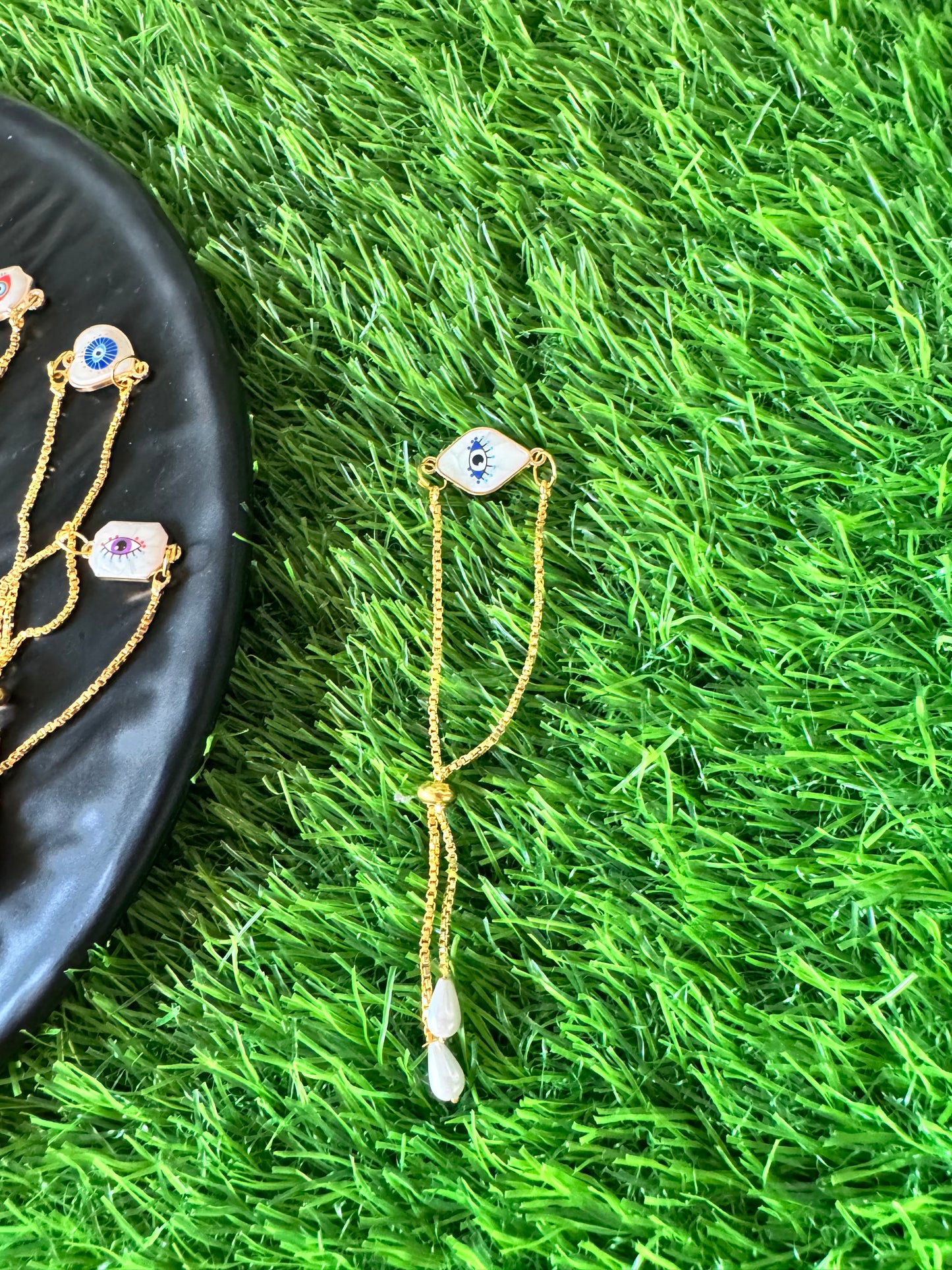 Exclusive Marble Evil Eye Bracelet/Rakhi Anti-tarnish Gold Plater