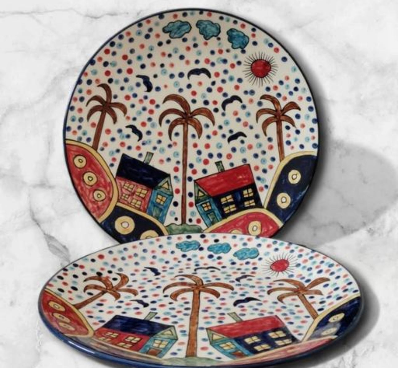 'The Hut' Ceramic Dinner Plates Set