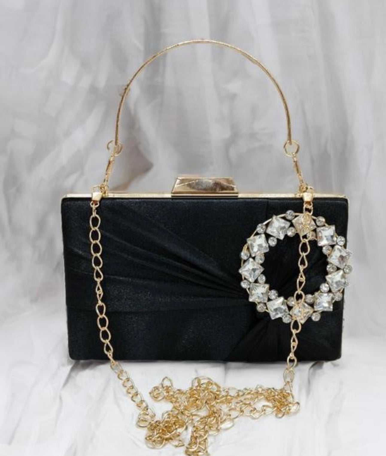 Elegant Satin Box Party Clutch Bag with Handle