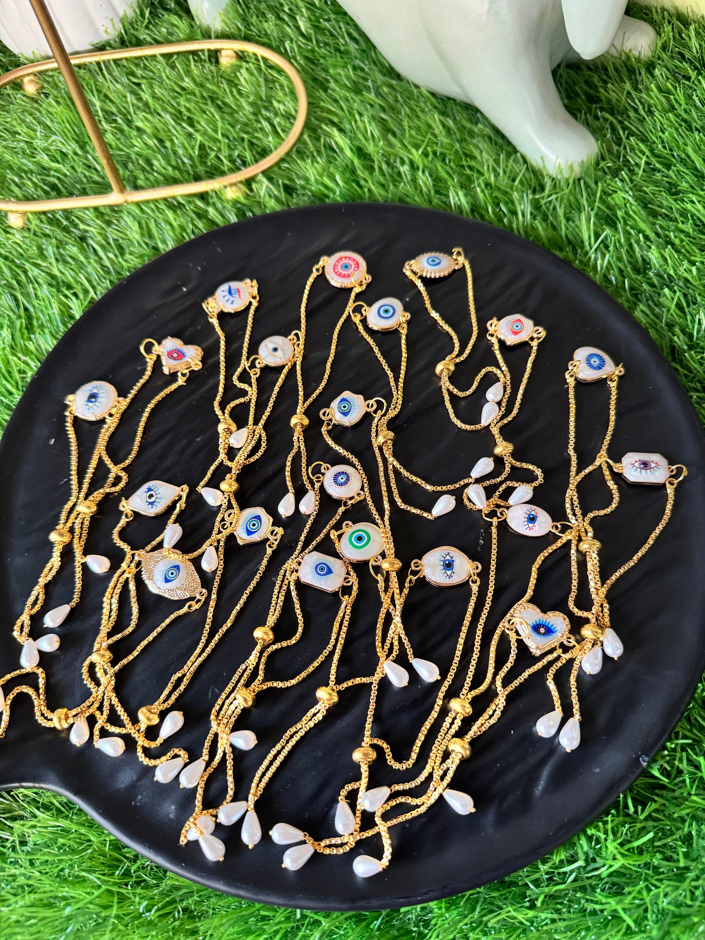 Exclusive Marble Evil Eye Bracelet/Rakhi Anti-tarnish Gold Plater