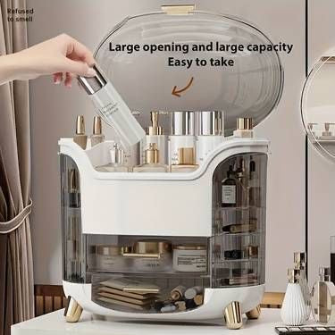 Large Capacity Dustproof Makeup Cosmetic Storage Vanity Box Organiser