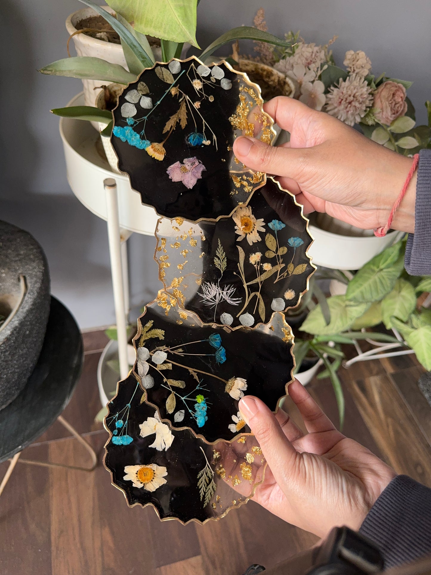 Floral Bloom Coasters with Real Pressed Flowers