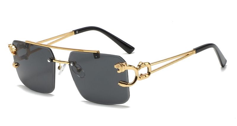 Luxury Retro Square Sunglasses Black & Gold